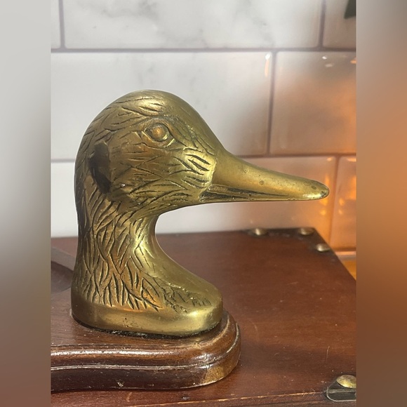 Vintage Wood Valet Tray with Brass Duck Head. - Picture 6 of 11